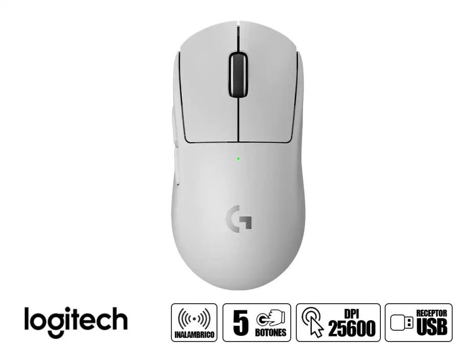 Mouse Inalambrico Logitech G Pro X Superlight Gaming (910-005940) Hasta 25.600 Dpi, Receptor Usb, 5 Botones, Blanco