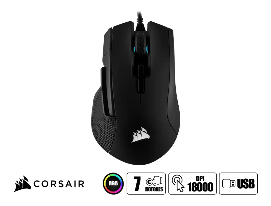 Mouse Corsair Ironclaw (ch-9307011-na) Hasta 18.000 Dpi, Rgb, Negro