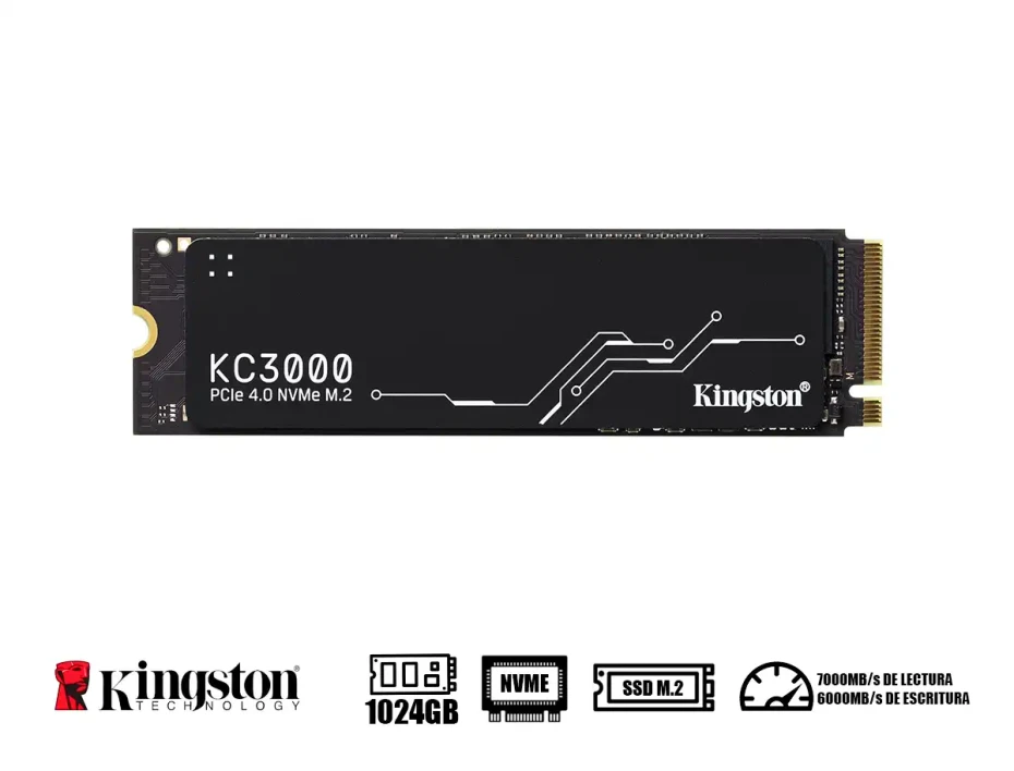 Unidad De Almacenamiento Ssd M.2 Pcie Kingston 1024gb Nvme Kc3000, 2280 (skc3000s/1024g) 7000mb/s