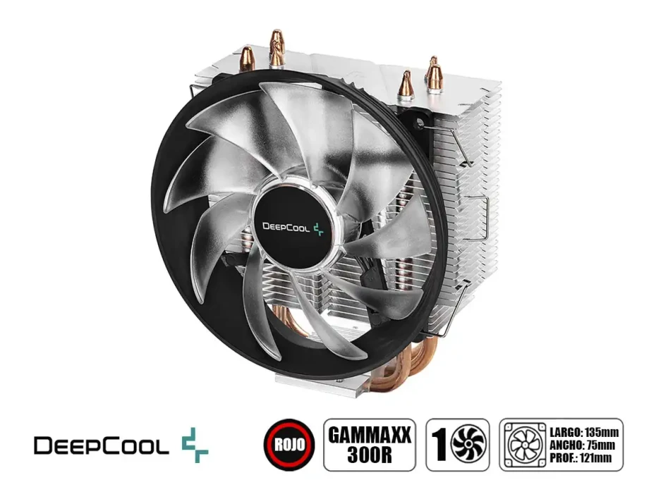 Cooler Para Procesador Deepcool Gammaxx 300r (dp-mch3-gmx300rd) 1 Ventilador, 120 Mm, Led Rojo