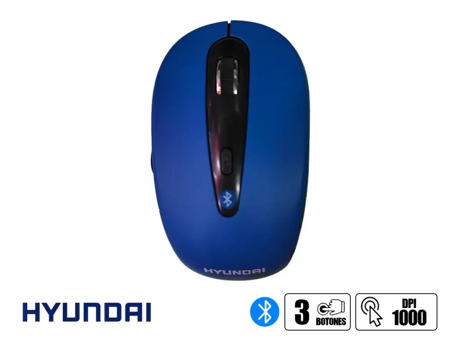 Mouse Hyundai Bluetooth (hy4983ac) Hasta 1000 Dpi, 5 Botones, Azul