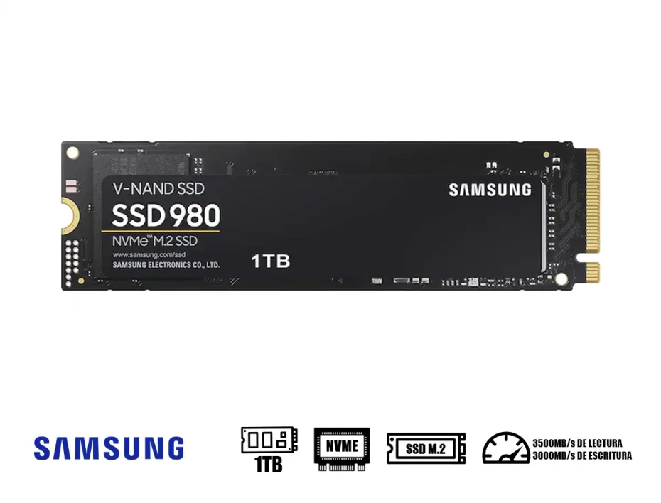 Disco Solido Ssd M.2 Pcie Samsung 1tb Nvme Ssd 980, 2280 (mz-v8v1t0b/am) 3500mb/s