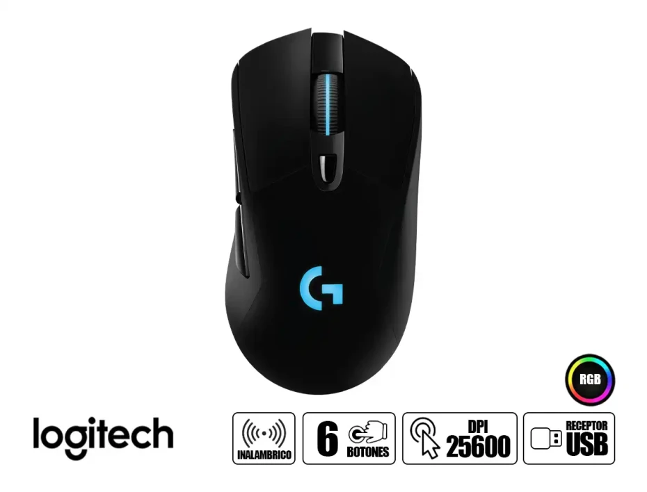 Mouse Inalambrico Logitech Gaming G703 Lightspeed (910-005638) Hasta 25.600 Dpi, Receptor Usb, 6 Botones