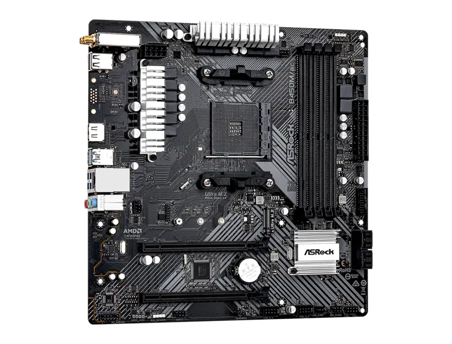 Placa Madre Asrock B450m/ac R.2.0 (90-mxbef0-a0uayz) Socket Am4, Ram Ddr4 Buss 3200 Mhz, Wifi