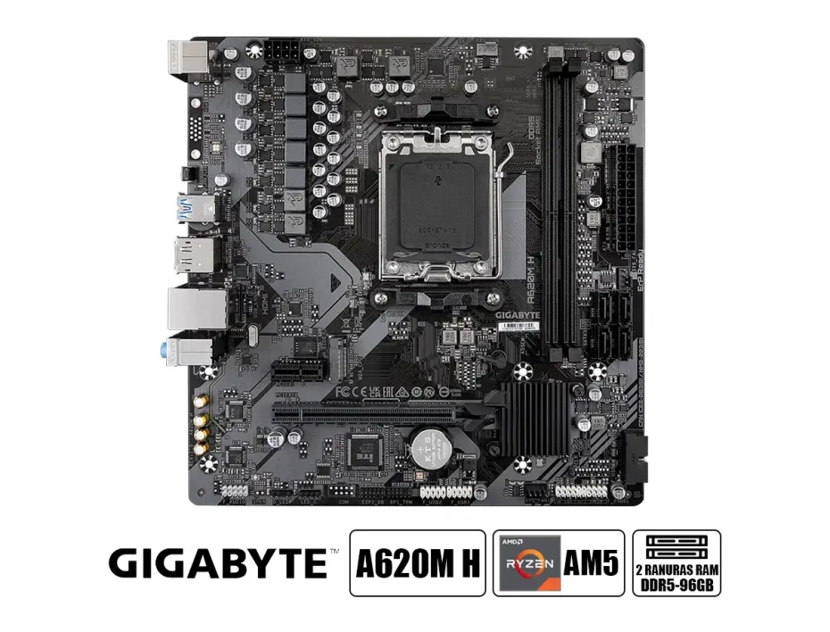 Placa Madre Gigabyte A620m H (a620m H) Socket Am5, Ram Ddr5 Buss 6400oc Mhz