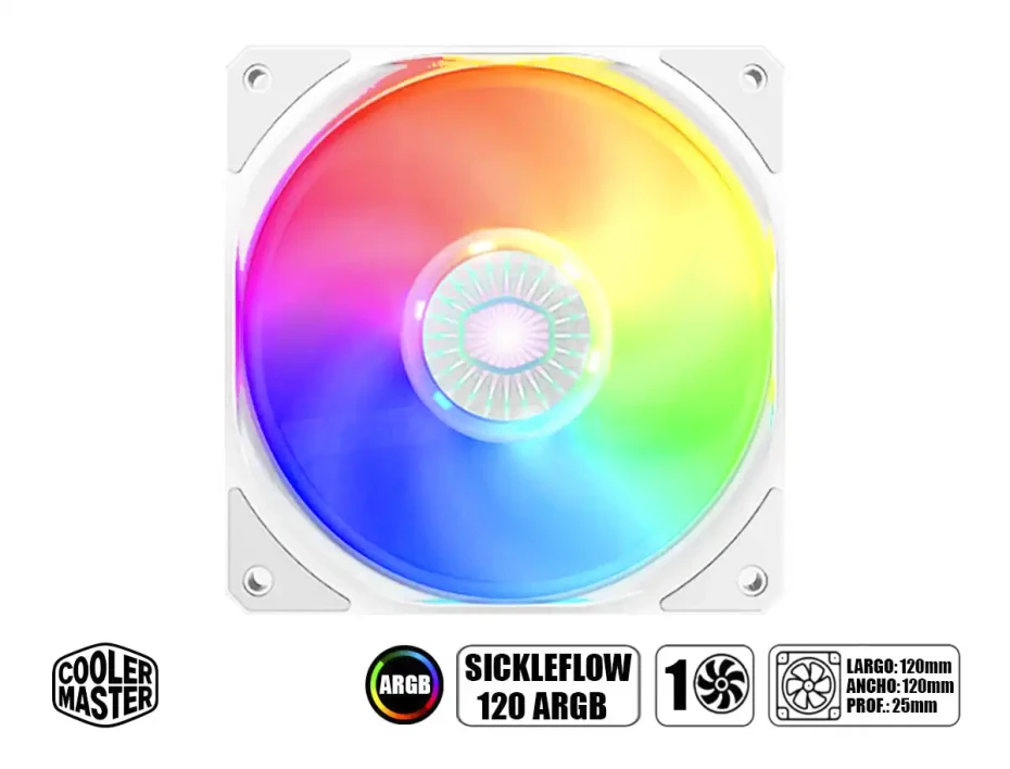 Cooler Para Case Cooler Master Sickleflow 120 Argb (mfx-b2dw-18npa-r1) Blanco, 120mm, Led Argb