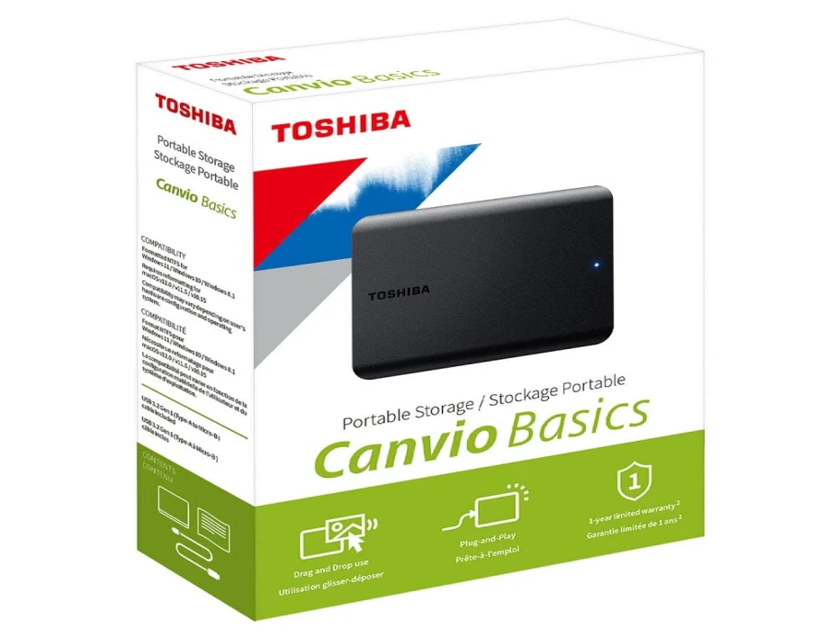 Disco Duro Externo Toshiba 4tb Canvio Basics (hdtb540xk3ca) Unidad De Almacenamiento Portable, Usb 3.0, Negro