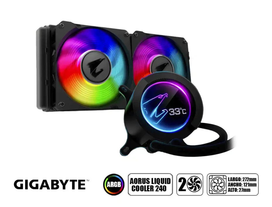 Sistema De Enfriamiento Liquido Gigabyte Aorus Liquid Cooler 240 (gp-aorus Waterforce240) 2 Ventiladores, 240mm, Led Argb