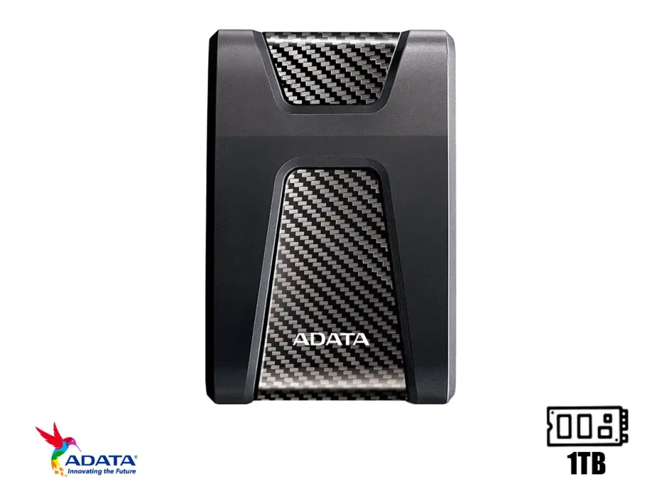 Disco Duro Externo Adata 1tb Hd650 Anti Golpe (ahd650-1tu31-cbk) Unidad De Almacenamiento Portable, Negro