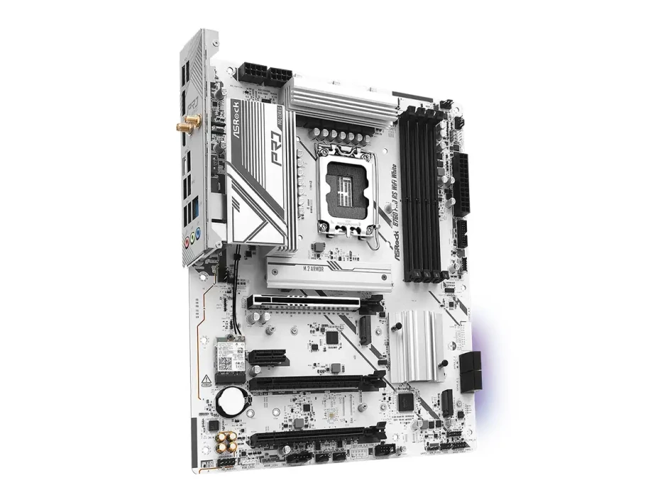 Placa Madre Asrock B760 Pro Rs Wifi White (90-b760prorswifiwhite) Socket Lga 1700, Ram Ddr5 Buss 7200oc Mhz, 14va, 13va, 12va Gen, Rgb, Wifi