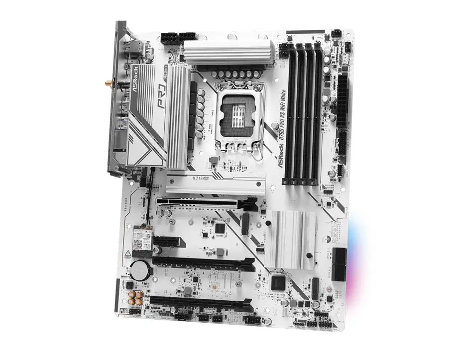 Placa Madre Asrock B760 Pro Rs Wifi White (90-b760prorswifiwhite) Socket Lga 1700, Ram Ddr5 Buss 7200oc Mhz, 14va, 13va, 12va Gen, Rgb, Wifi