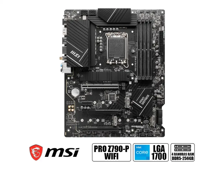 Placa Madre Msi Z790-p Pro Wifi (911-7e06-010) Socket Lga 1700, Ram Ddr5 Buss 7000oc Mhz, 14va, 13va, 12va Gen, Wifi 6e