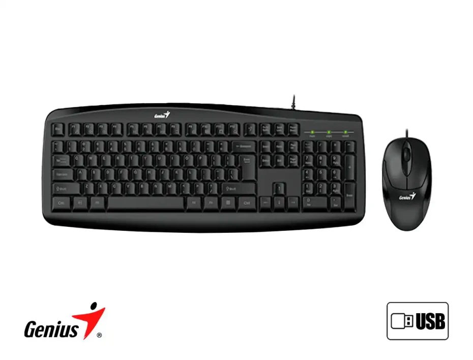 Combo 2 En Uno Genius Km-200 (31330003401) Teclado, Mouse, 800 Dpi, Negro