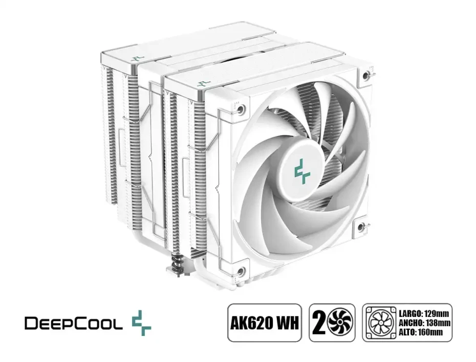 Cooler Para Procesador Deepcool Ak620 Wh (r-ak620-whnnmt-g-1) 2 Ventiladores, 120mm