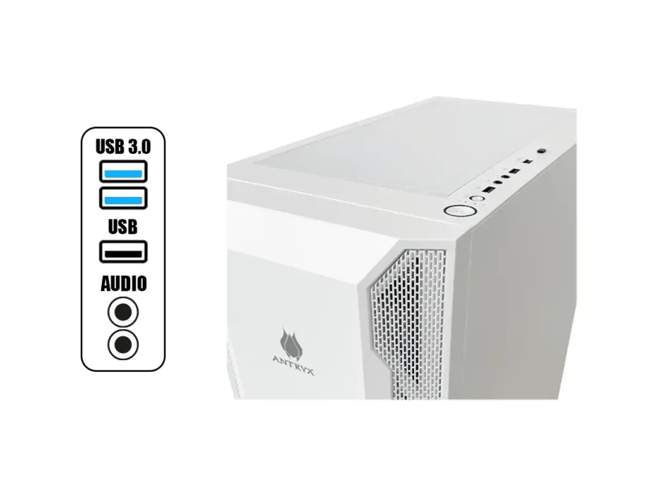 Case Antryx Rx-430 White S/fuente (ac-rx430w) Panel De Vidrio, Led, Blanco