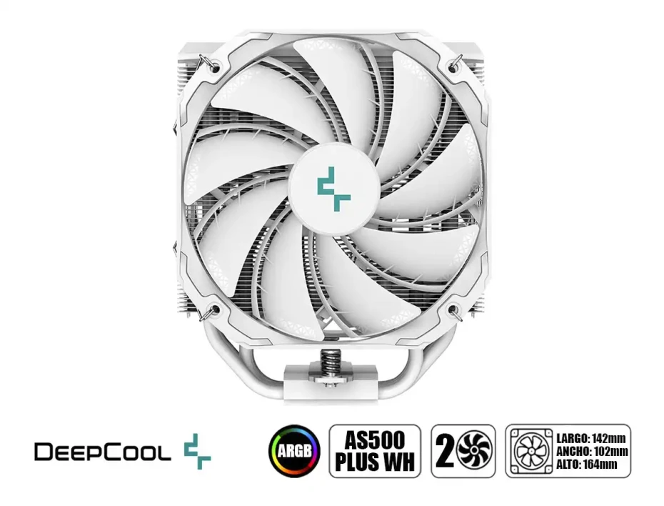 Cooler Para Procesador Deepcool As500 Plus Wh (r-as500-whnlmp-g) 2 Ventiladores, 120mm, Led Argb