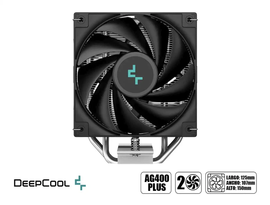 Cooler Para Procesador Deepcool Ag400 Plus (r-ag400-bknnmd-g) 2 Ventiladores, 120mm