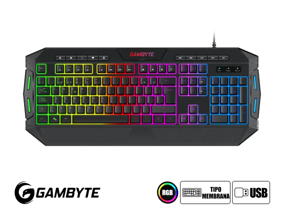 Combo 4 En Uno Gambyte Gryphus-h (gi-gryphus-h) Teclado Led Rgb, Mouse Led Rgb, Auricular Led Rgb, Pad Mouse, Negro