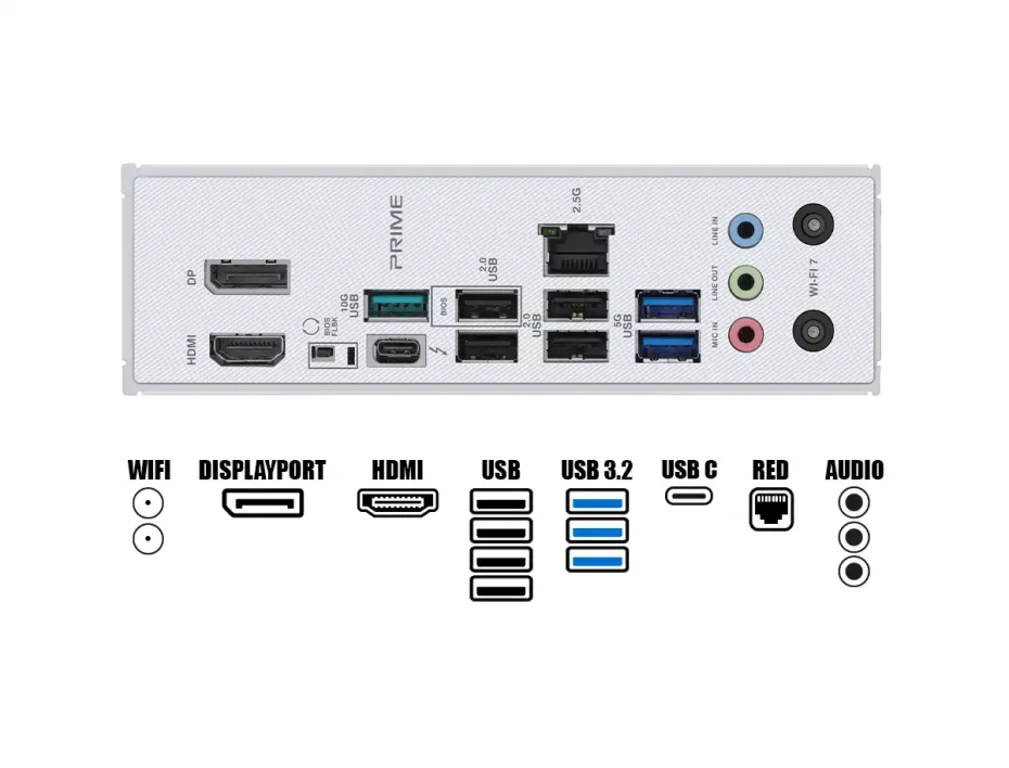 Placa Madre Asus Z890-p Prime Wifi (90mb1i70-m0eay0) Socket Lga 1851, Ram Ddr5 Buss 8666oc Mt/s, Core Ultra, Gen. 15, Wifi 7