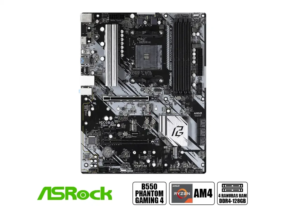 Placa Madre Asrock B550 Phantom Gaming 4 (90-mxbcy0-a0uayz) Socket Am4, Ram Ddr4 Buss 4733oc Mhz