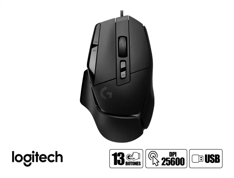 Mouse Logitech G502 X Gaming (910-006136) Hasta 25.600 Dpi, 13 Botones Programables, Negro