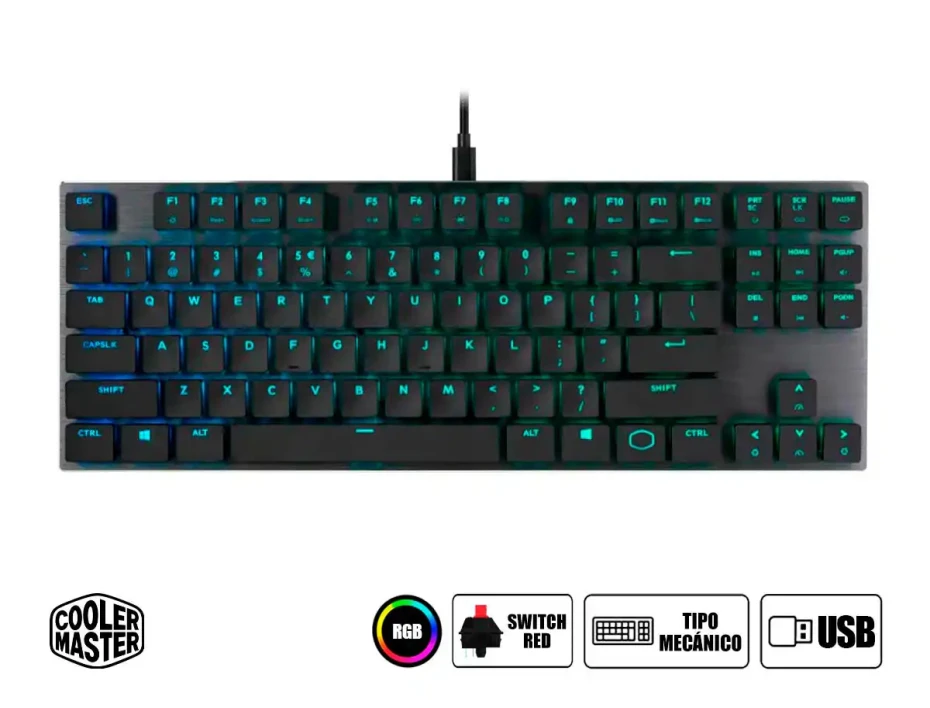 Teclado Gamer Cooler Master Sk630 (sk-630-gklr1-sp) Mecanico, Switch Red, Led Rgb, Low Profile, Negro