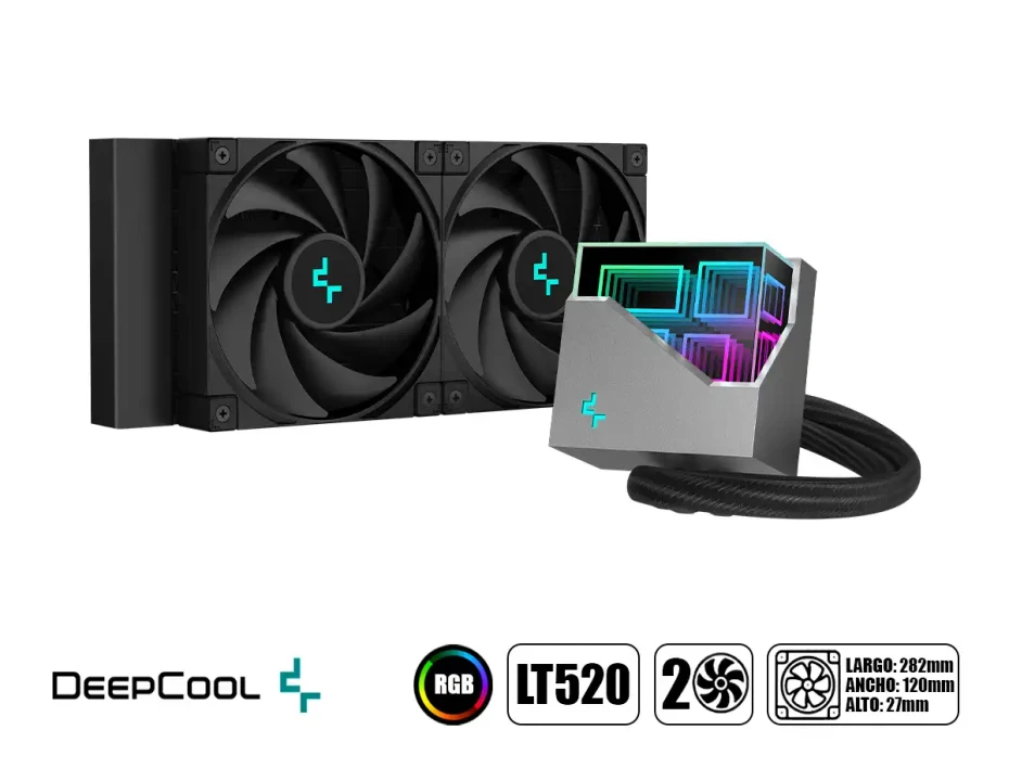 Sistema De Enfriamiento Liquido Deepcool Lt520 (r-lt520-bkamnf-g-1) 2 Ventiladores, 240mm, Led Rgb