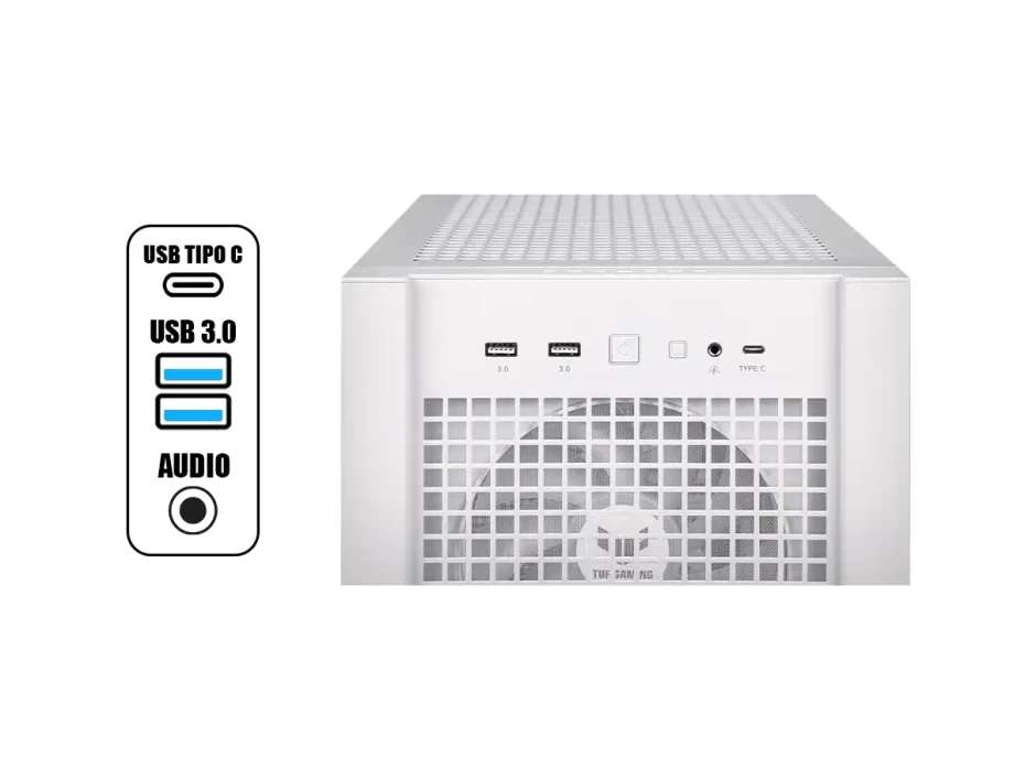 Case Asus Tuf Gaming Gt302 Argb Wht S/fuente (tuf Gt302 Argb Wht) Panel De Vidrio, 4 Ventiladores, Argb, Blanco