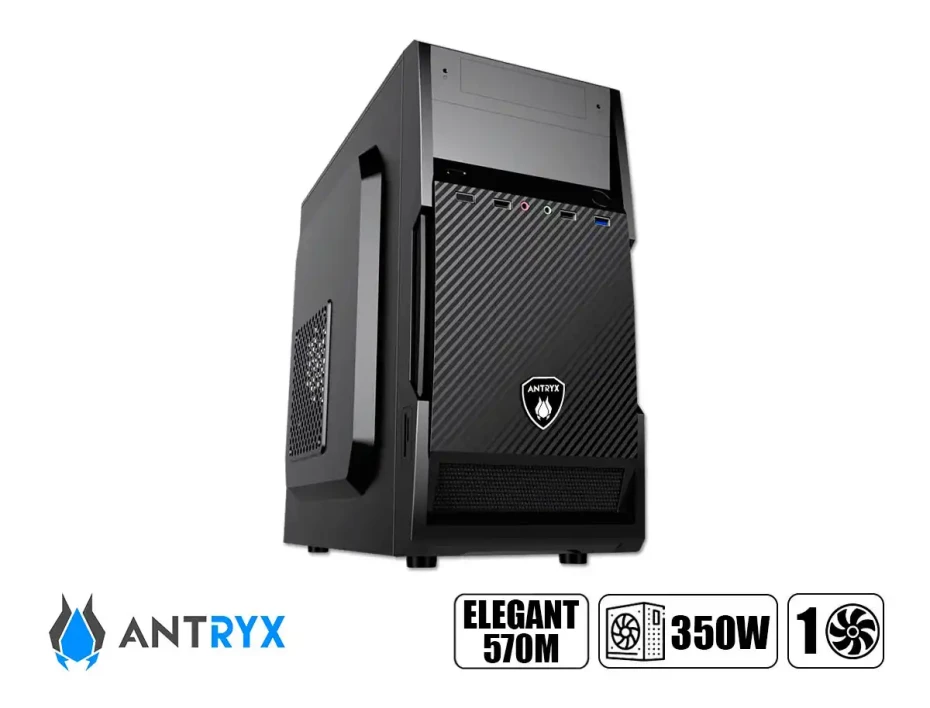 Case Antryx Elegant 570m Fuente 350w (ac-e570m-350cp) 1 Ventilador, Negro