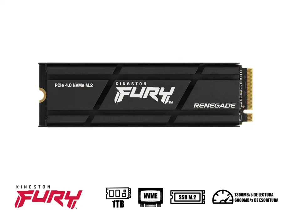 Unidad De Almacenamiento Ssd M.2 Pcie Kingston Fury 1tb Nvme Renegade, 2280 (sfyrsk/1000g) 7300mb/s