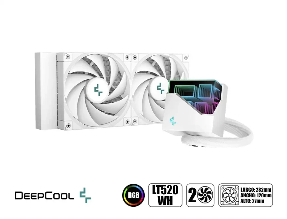 Sistema De Enfriamiento Liquido Deepcool Lt520 Wh (r-lt520-whamnf-g-1) 2 Ventiladores, 240mm, Led Rgb