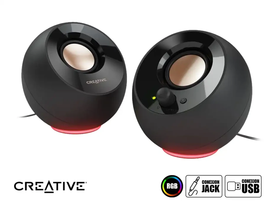 Parlante Creative Pebble Se 4.4 Watts (51mf1725aa000) Interfaz Usb, Frecuencia 100 Hz -17000 Khz, Rgb, Negro