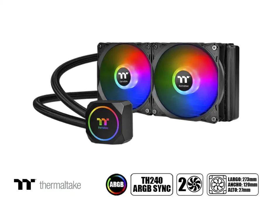 Sistema De Enfriamiento Liquido Thermaltake Th240 Argb Sync (cl-w286-pl12sw-a) 2 Ventiladores, 240mm, Led Argb