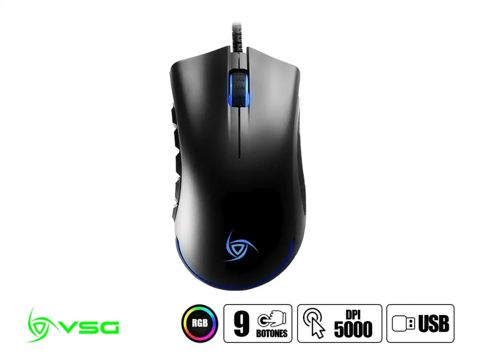 Mouse Vsg Cyborg Gaming (vg-m880) Hasta 5000 Dpi, 9 Botones, Rgb, Negro