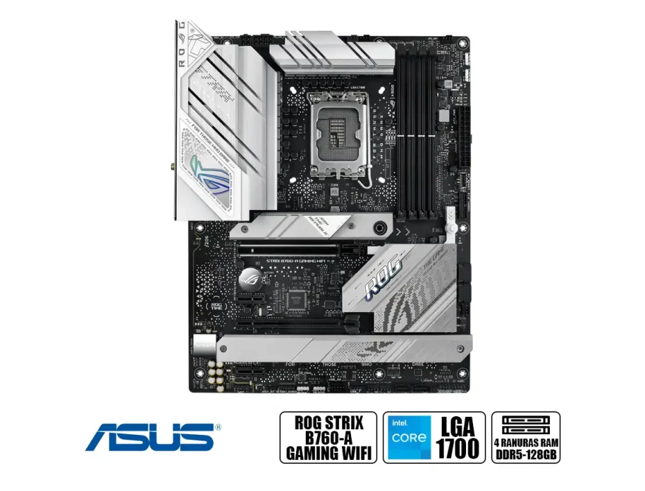 Placa Madre Asus B760-a Rog Strix Gaming Wifi (90mb1ep0-m1aay0) Socket Lga 1700, Ram Ddr5 Buss 7800oc Mhz, 14va, 13va, 12va Gen, Wifi 6e