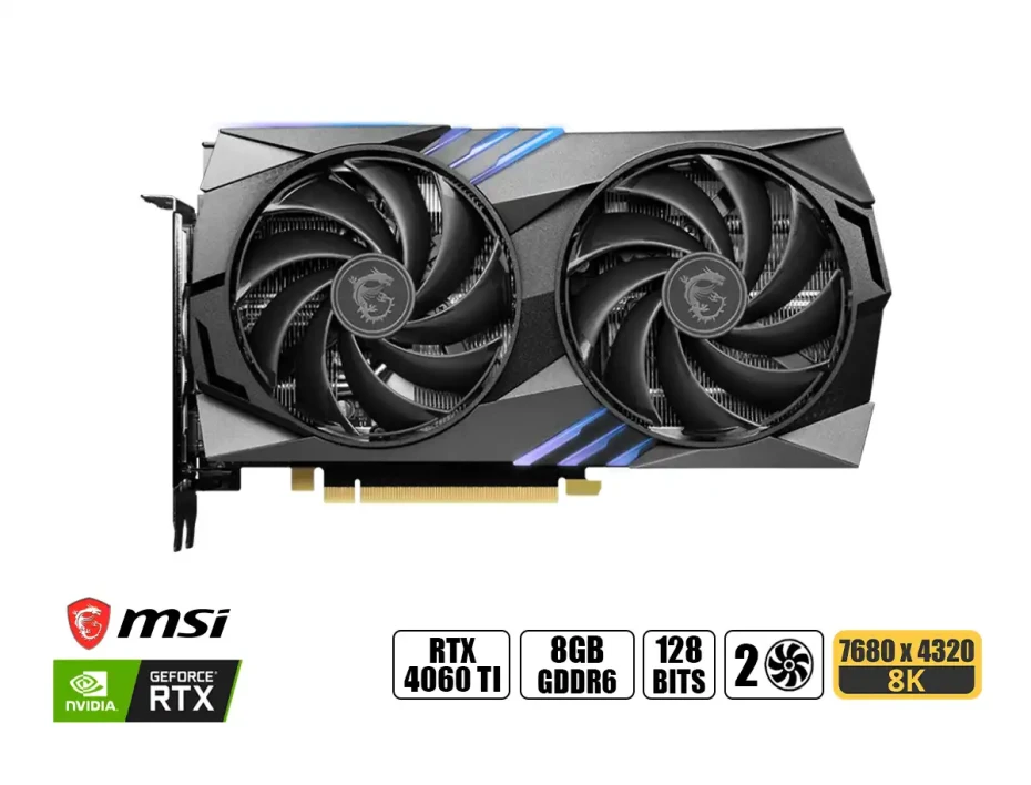 Tarjeta De Video Msi Rtx 4060 Ti Gaming X 8gb Gddr6 (912-v515-022) Geforce Nvidia 128 Bits, 2 Ventiladores