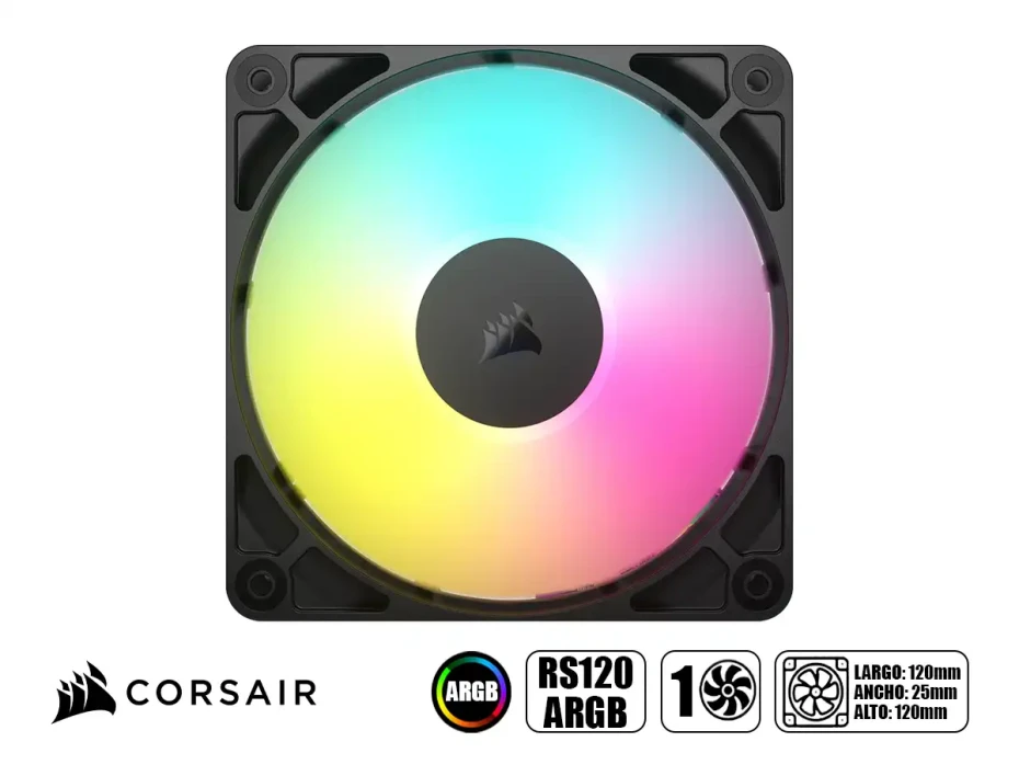 Cooler Para Case Corsair Rs120 (co-9050180-ww) 120mm, Led Argb, Negro