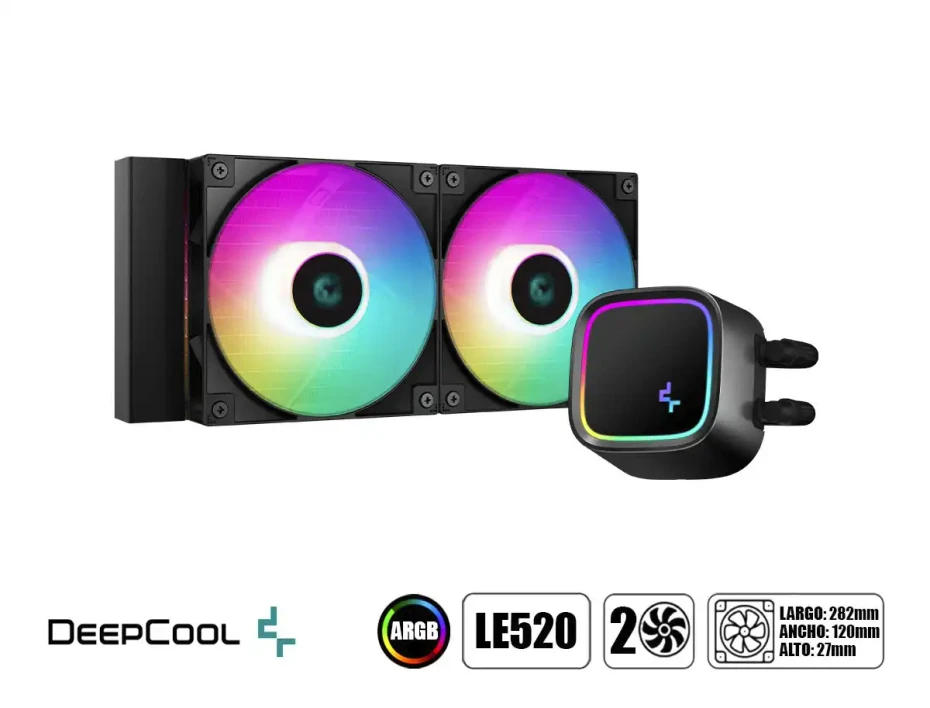 Sistema De Enfriamiento Liquido Deepcool Le520 (r-le520-bkammn-g-1) 2 Ventiladores, 240 Mm, Led Argb