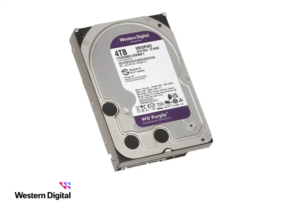 Disco Duro Western Digital 4tb (wd43purz) Cache 256mb, 5400 Rpm, 3.5", Sata 6, Para Video Vigilancia, Purpura