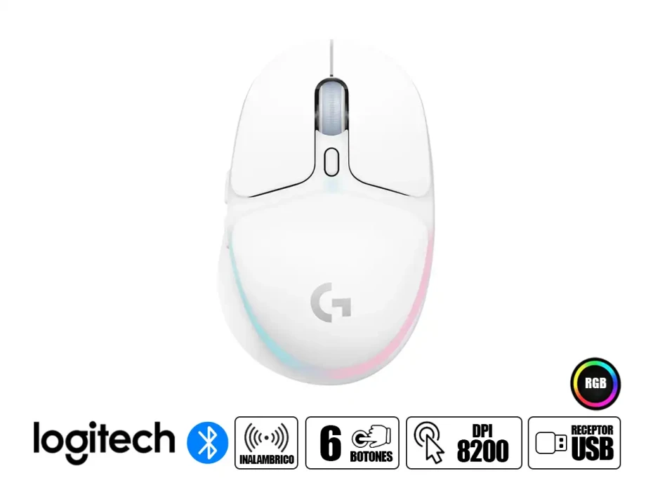 Mouse Inalambrico Logitech Gaming G705 Lightspeed (910-006366) Hasta 8.200 Dpi, Receptor Usb, Blanco