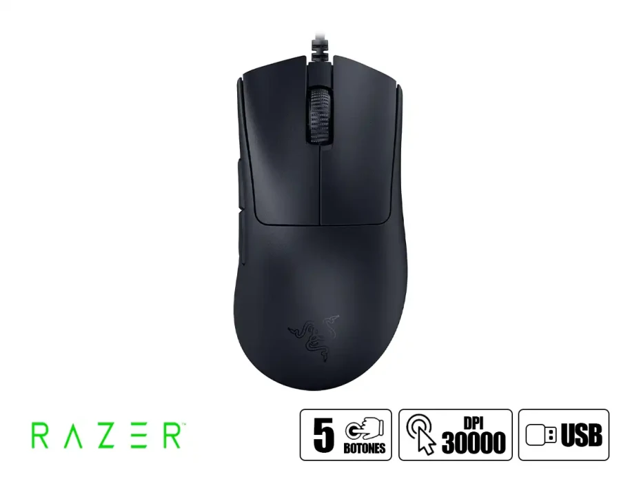 Mouse Razer Deathadder V3 Gaming (rz01-04640100-r3u1) Hasta 30.000 Dpi, 5 Botones, Negro