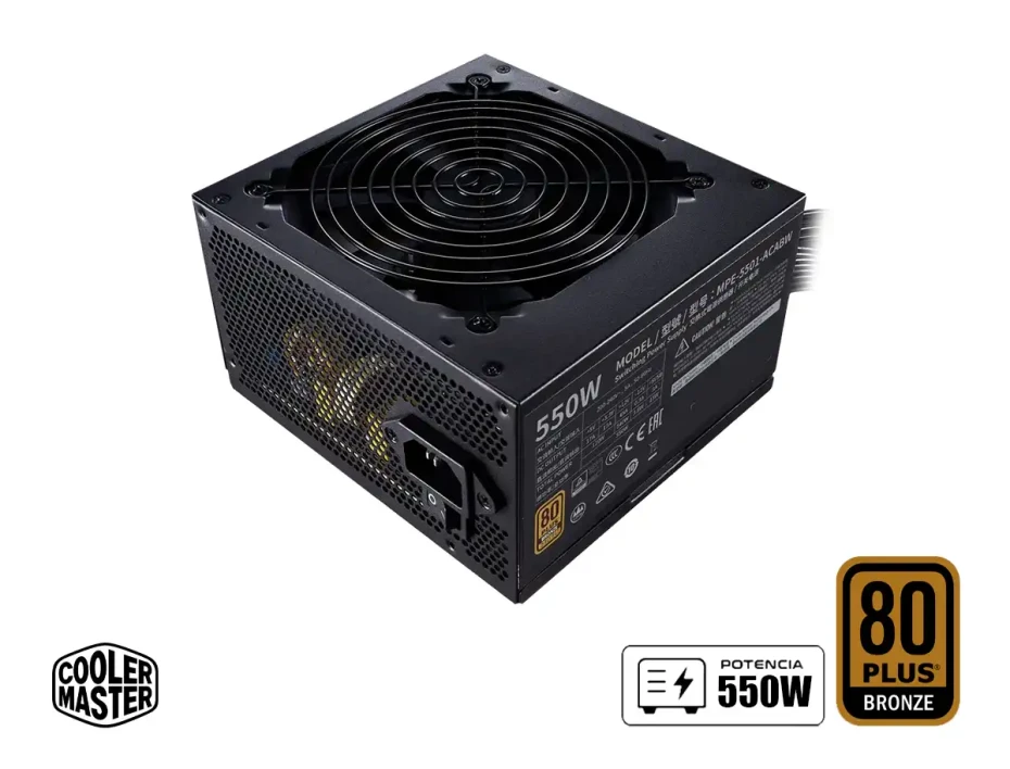 Fuente De Poder Cooler Master 550w Mwe V2 (mpe-5501-acabw-bus) Atx, 80 Plus Bronze, No Modular, Negro