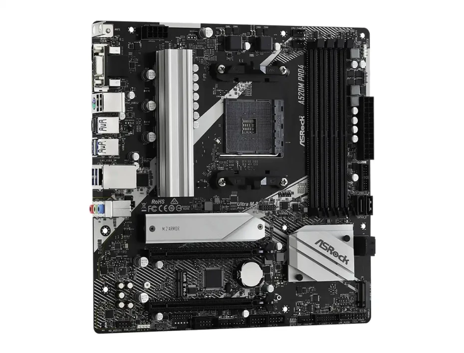 Placa Madre Asrock A520m-pro4 (90-mxbdu-a0uayz) Socket Am4, Ram Ddr4 Buss 4733+oc Mhz