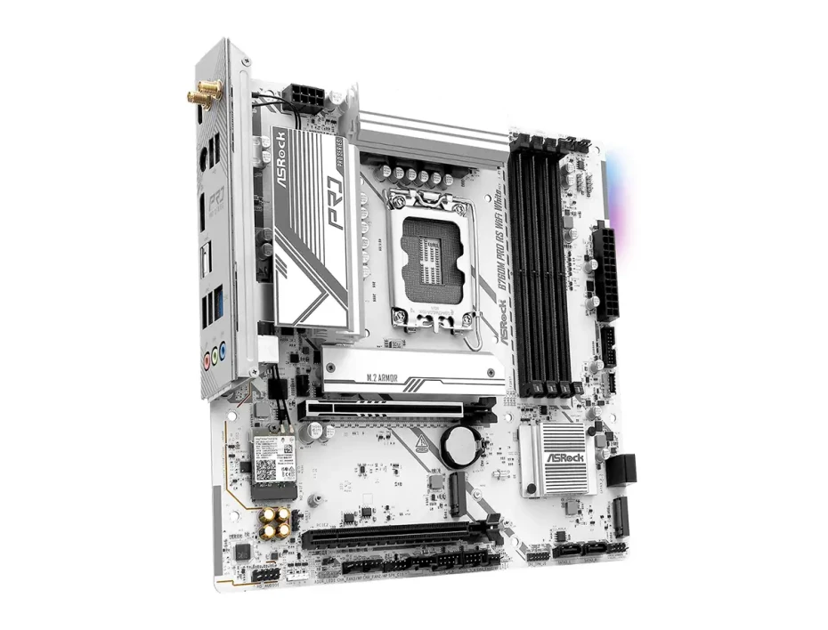 Placa Madre Asrock B760m Pro Rs/d5 Wifi White (b760mprorswifiwhite) Socket Lga 1700, Ram Ddr5 Buss 5333oc Mhz, 14va, 13va, 12va Gen, Rgb