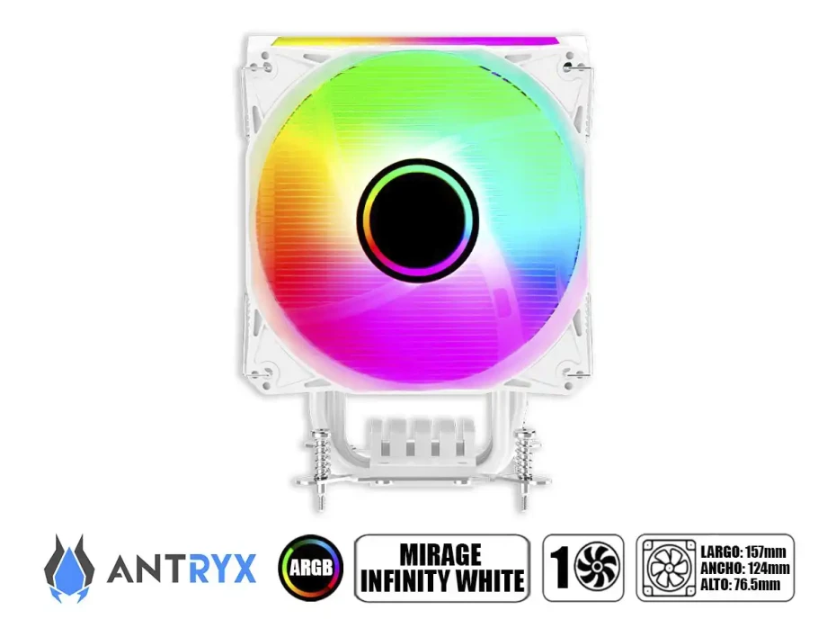 Cooler Para Procesador Antryx Mirage Infinity White (agm-600iwa) 1 Ventilador, 120mm, Led Argb