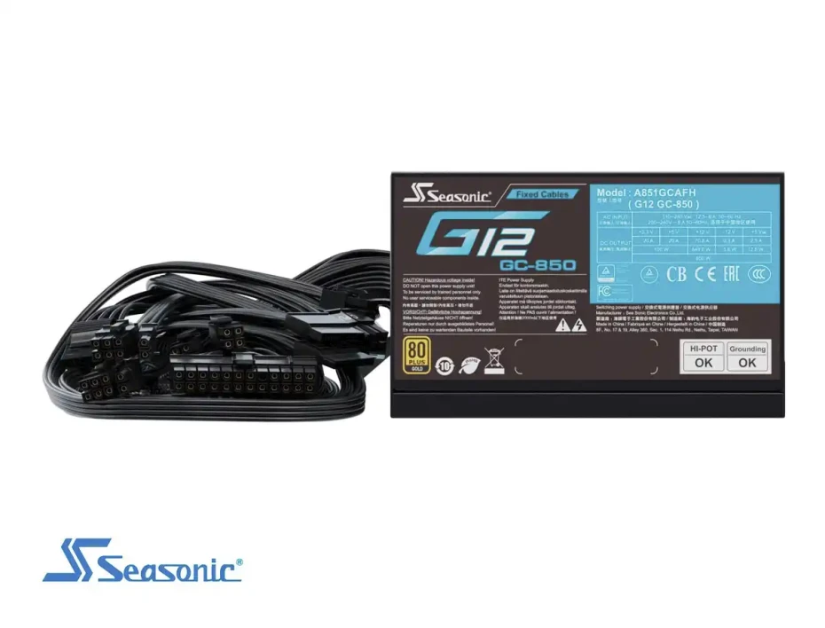 Fuente De Poder Seasonic 850w G12 Gc (g12-850gc) Atx, 80 Plus Gold, No Modular, Negro