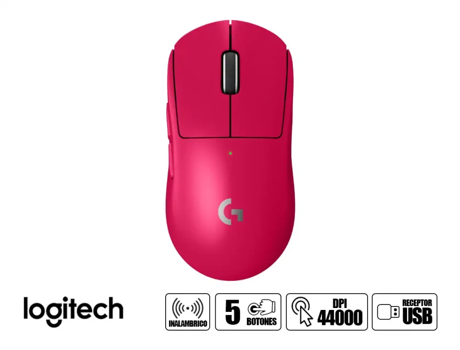 Mouse Inalambrico Logitech G Pro X Superlight 2 Gaming (910-006795) Hasta 44.000 Dpi, Receptor Usb, 5 Botones, Magenta