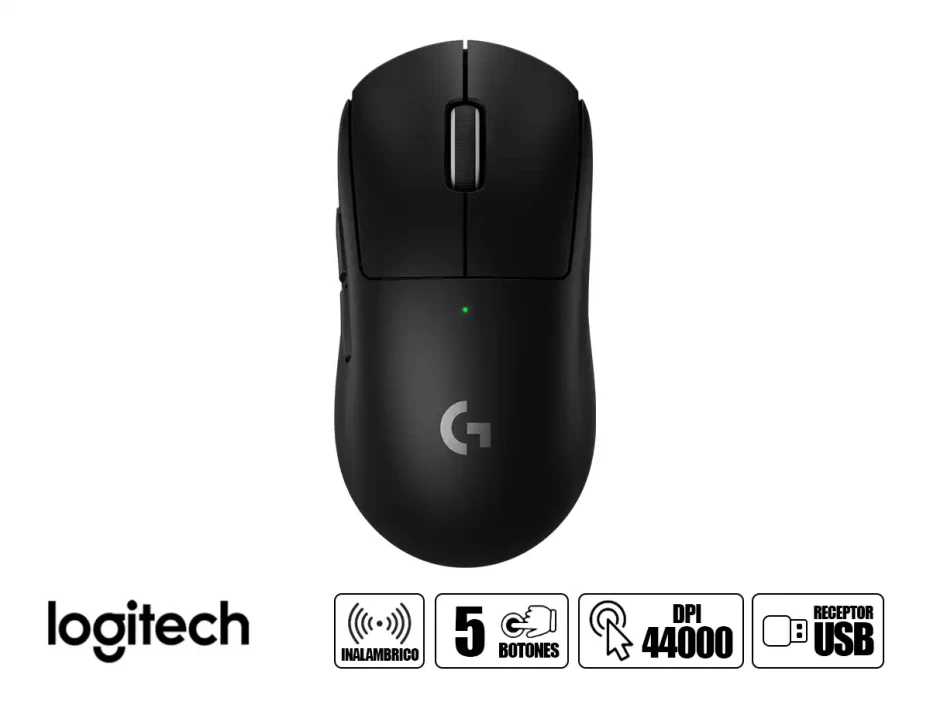 Mouse Inalambrico Logitech G Pro X Superlight 2 Gaming (910-006628) Hasta 44.000 Dpi, Receptor Usb, 5 Botones, Negro