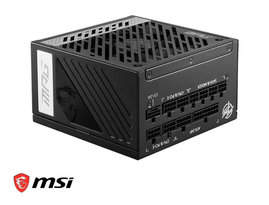 Fuente De Poder Msi 1000w Mpg A1000g (mpg A1000g Pcie5) Atx, 80 Plus Gold, Pcie 5, Modular, Negro