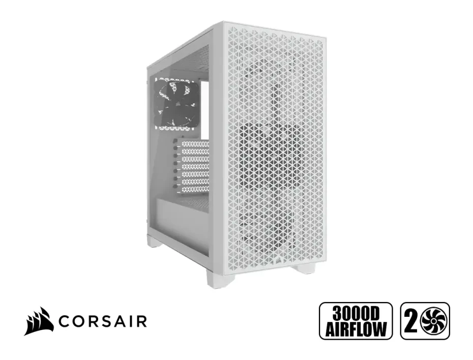 Case Corsair 3000d Airflow S/fuente (cc-9011252-ww) Panel De Vidrio, Blanco